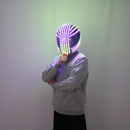 Colorful LED luminous helmet, cyberpunk cycling helmet, nightclub DJ performance costume, prop, party mask