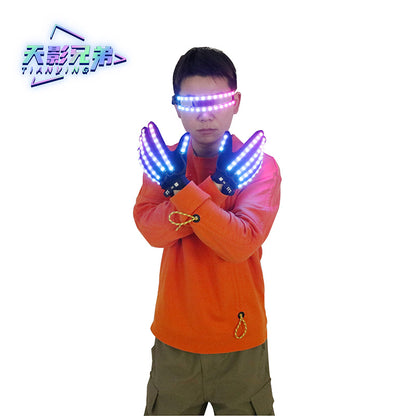 Colored LED luminous gloves, luminous glasses, fluorescent party props, performance laser dance props