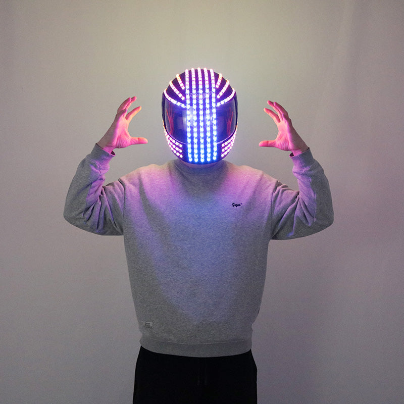 Colorful LED luminous helmet, cyberpunk cycling helmet, nightclub DJ performance costume, prop, party mask