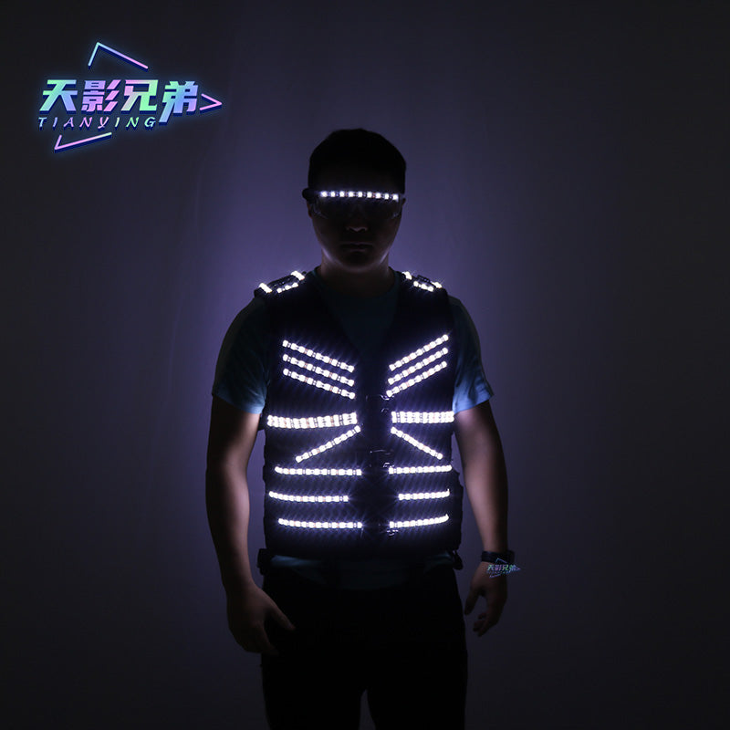 New Stage Luminous Vest LED Clothing Party Flash Glasses Night Show DJKTV Performance Fluorescent Clothing Props