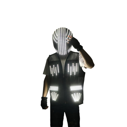 New LED fluorescent clothing, luminous helmet, party robot set, DJ stage performance props, role-playing clothing