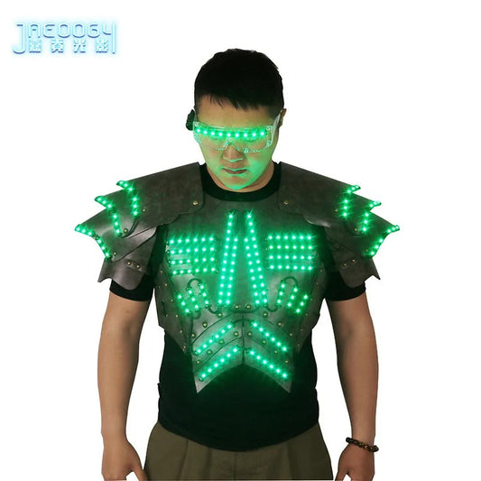 LED Fluorescent Armor Clothing Stage Luminous Glasses Halloween Performance Party Atmosphere Props