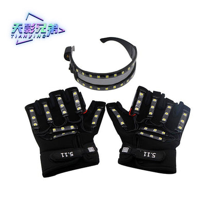 Luminous LED gloves, strobe glasses, fluorescent gloves, dance halls, stage parties, luminous atmosphere props