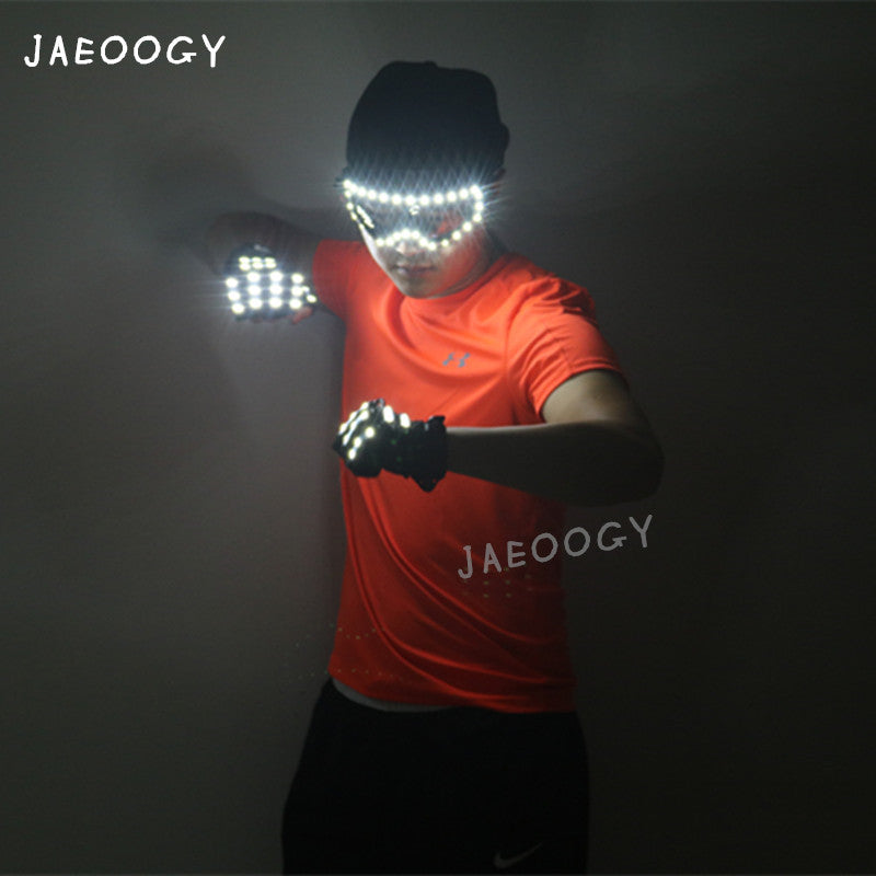 LED Light Glasses for Street Dance, Bar Stage Gloves, Luminous Clothing Props, Halloween and Christmas Party Lights