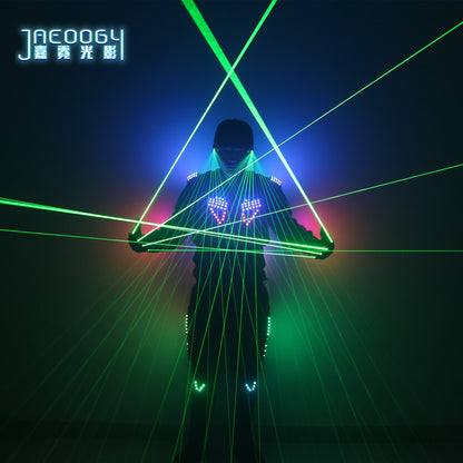 Colorful LED robot set, DJ clothing, bar performance green laser clothing, laser jacket, model show dress