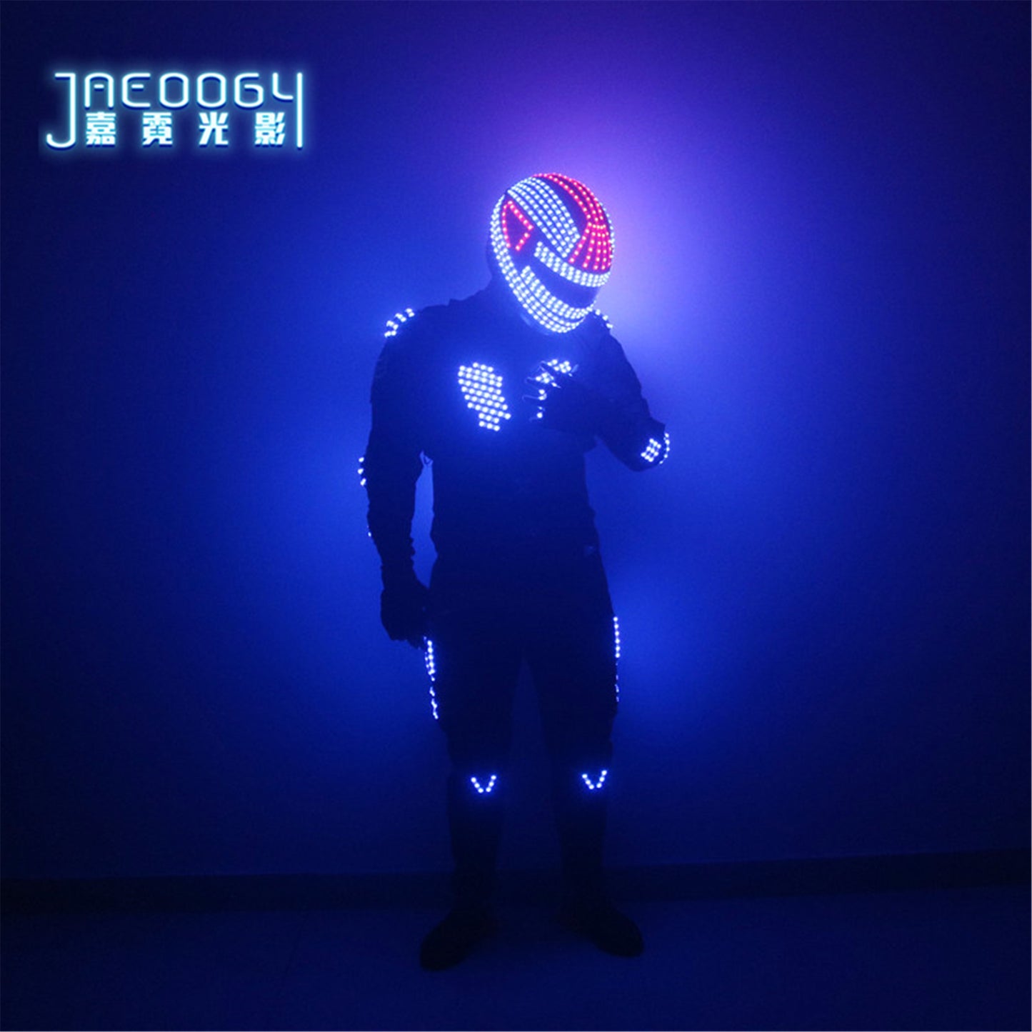 LED robot male role-playing clothing, RGB illuminated jacket, role-playing dancer, laser gloves, male illuminated clothing