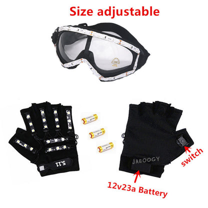 LED Light Glasses for Street Dance, Bar Stage Gloves, Luminous Clothing Props, Halloween and Christmas Party Lights