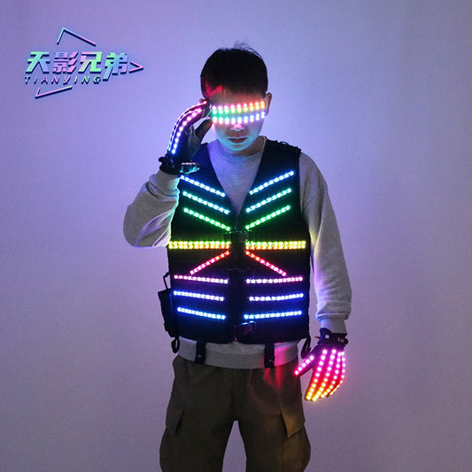 LED luminous tactical vest performance suit luminous vest fluorescent glasses stage DJ fluorescent tactical props