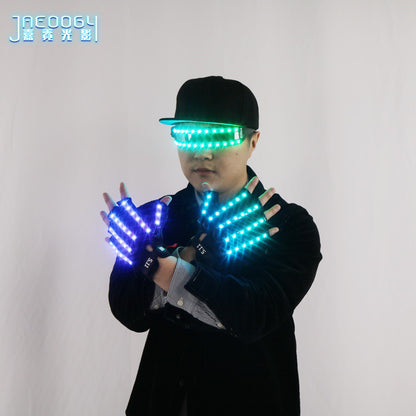 Colorful LED luminous glasses, luminous gloves, fluorescent party props, performance laser dance props