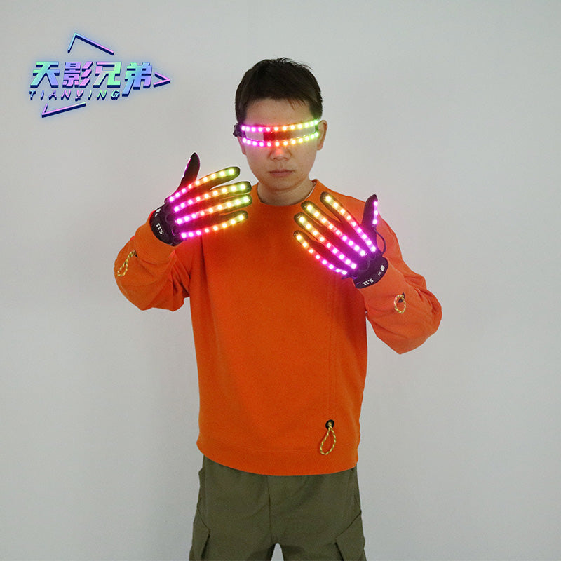 Colored LED luminous gloves, luminous glasses, fluorescent party props, performance laser dance props