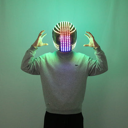 Colorful LED luminous helmet, cyberpunk cycling helmet, nightclub DJ performance costume, prop, party mask