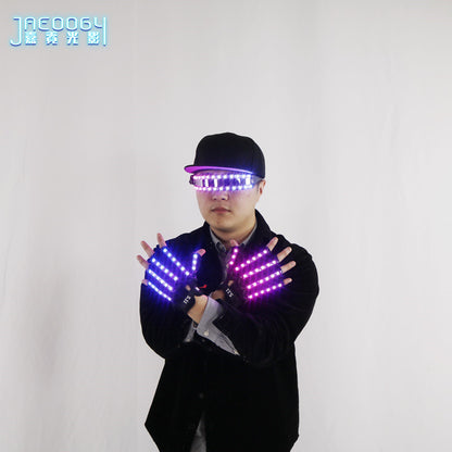 Colorful LED luminous glasses, luminous gloves, fluorescent party props, performance laser dance props