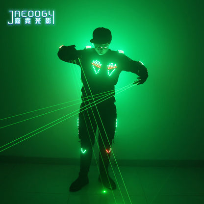 Colorful LED robot set, DJ clothing, bar performance green laser clothing, laser jacket, model show dress