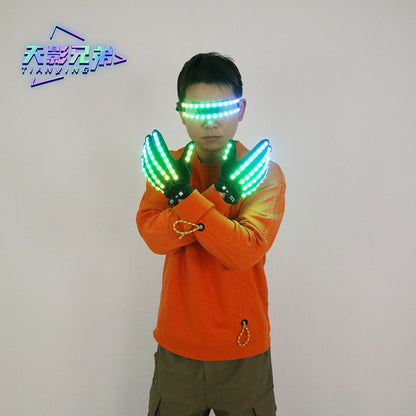 Colored LED luminous gloves, luminous glasses, fluorescent party props, performance laser dance props