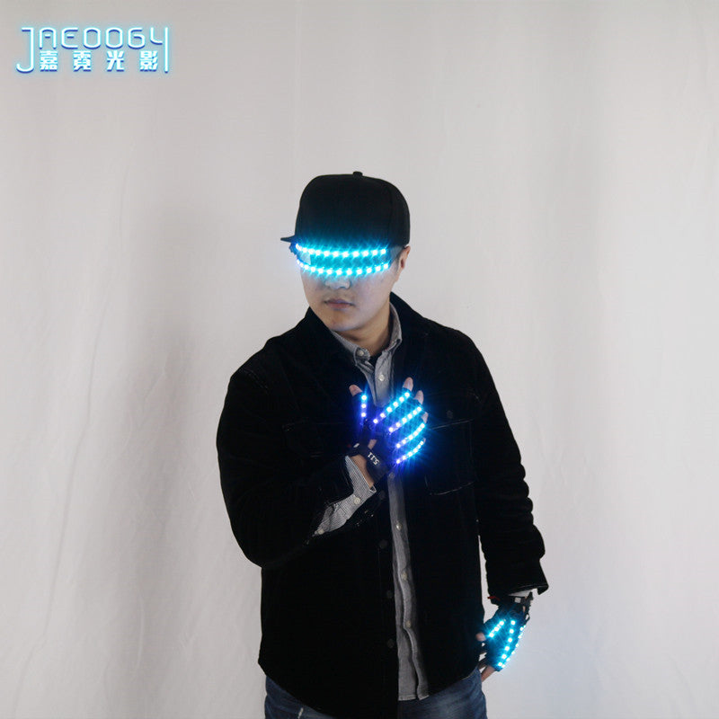 Colorful LED luminous glasses, luminous gloves, fluorescent party props, performance laser dance props