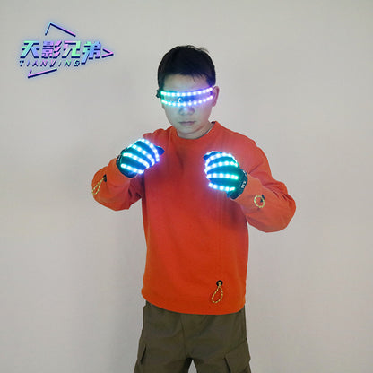 Colored LED luminous gloves, luminous glasses, fluorescent party props, performance laser dance props