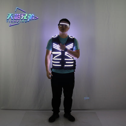 New Stage Luminous Vest LED Clothing Party Flash Glasses Night Show DJKTV Performance Fluorescent Clothing Props