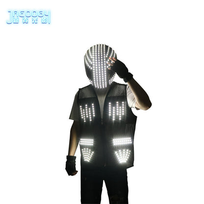 New LED fluorescent clothing, luminous helmet, party robot set, DJ stage performance props, role-playing clothing