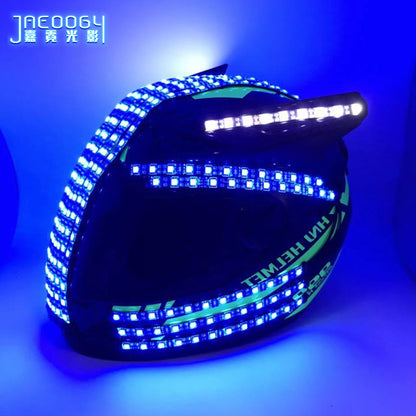 LED armor fluorescent jacket, clothing, cyberpunk rock, cycling helmet, Christmas, Halloween, luminous LED robot set