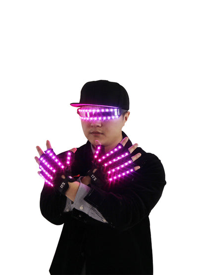 Colorful LED luminous glasses, luminous gloves, fluorescent party props, performance laser dance props