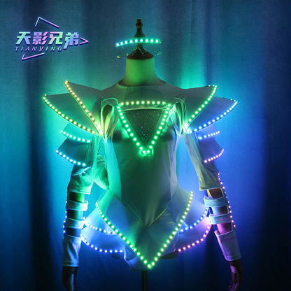 LED performance dress, fluorescent dress, luminous dress, luminous dress, dance performance party, nightclub