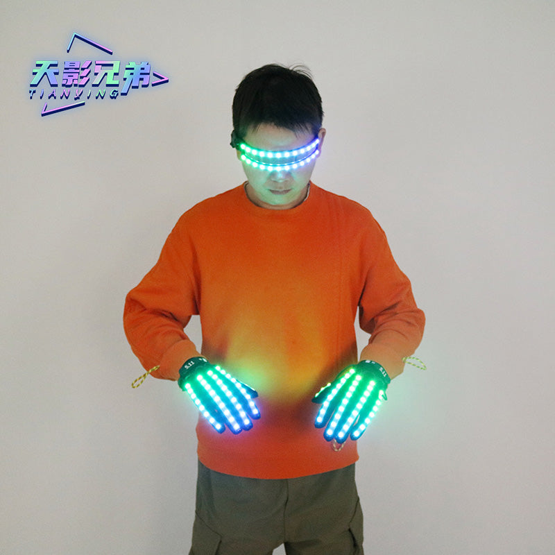 Colored LED luminous gloves, luminous glasses, fluorescent party props, performance laser dance props