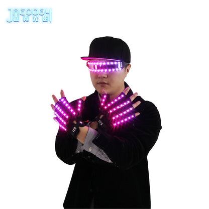 Colorful LED luminous glasses, luminous gloves, fluorescent party props, performance laser dance props