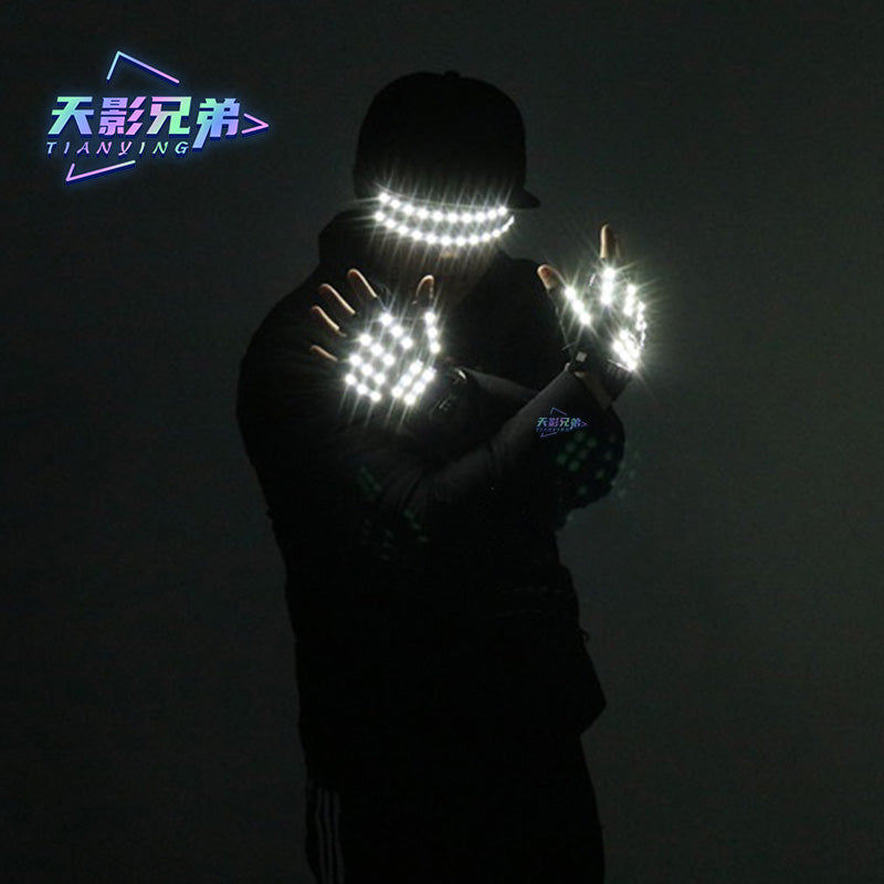 Luminous LED gloves, strobe glasses, fluorescent gloves, dance halls, stage parties, luminous atmosphere props