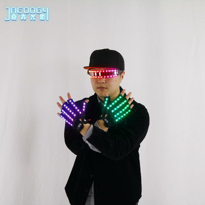 Colorful LED luminous glasses, luminous gloves, fluorescent party props, performance laser dance props