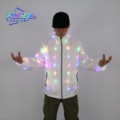 LED luminous clothing, explosive flashing jacket, party stage, dance, fluorescent performance clothing