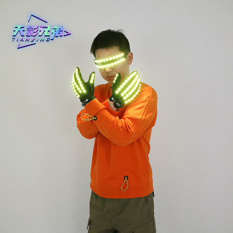 Colored LED luminous gloves, luminous glasses, fluorescent party props, performance laser dance props