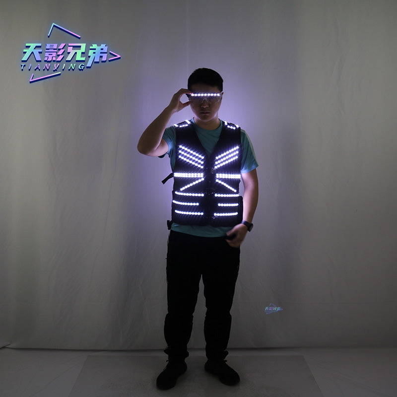 New Stage Luminous Vest LED Clothing Party Flash Glasses Night Show DJKTV Performance Fluorescent Clothing Props