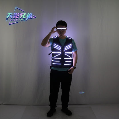 New Stage Luminous Vest LED Clothing Party Flash Glasses Night Show DJKTV Performance Fluorescent Clothing Props