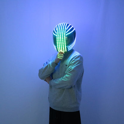 Colorful LED luminous helmet, cyberpunk cycling helmet, nightclub DJ performance costume, prop, party mask