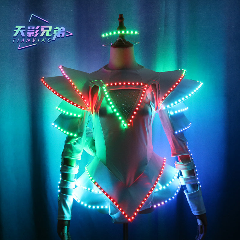 LED performance dress, fluorescent dress, luminous dress, luminous dress, dance performance party, nightclub