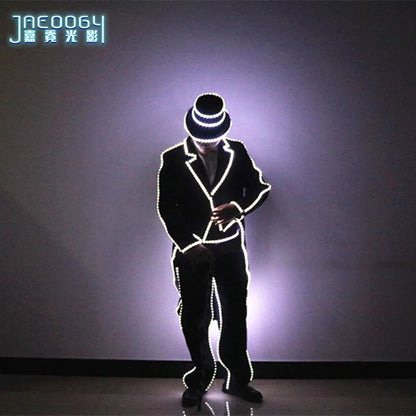 LED luminous men's tailcoat suit jacket, fashionable lighting, high-end host dress, dance groomsman banquet