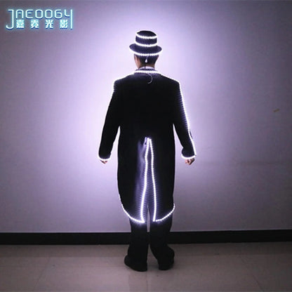 LED luminous men's tailcoat suit jacket, fashionable lighting, high-end host dress, dance groomsman banquet