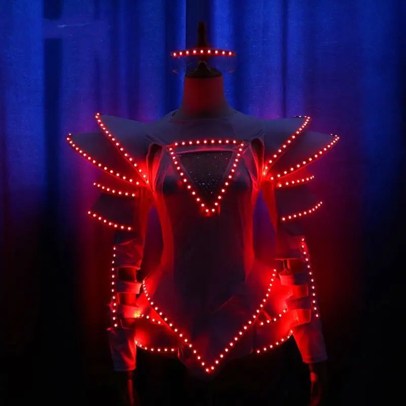 LED performance dress, fluorescent dress, luminous dress, luminous dress, dance performance party, nightclub