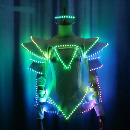 LED performance dress, fluorescent dress, luminous dress, luminous dress, dance performance party, nightclub