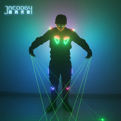 Colorful LED robot set, DJ clothing, bar performance green laser clothing, laser jacket, model show dress