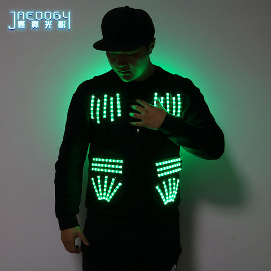 New LED illuminated color vest, laser dance costume, singer performance, fluorescent vest, bar and nightclub, sparkling atmosphe