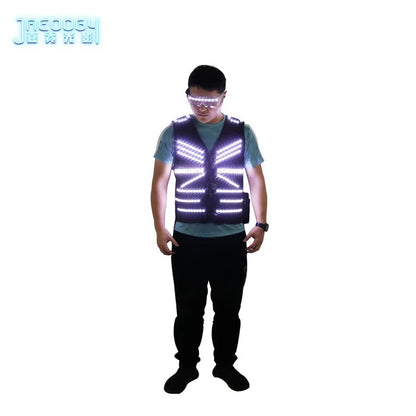 New Stage Luminous Vest LED Clothing Party Flash Glasses Night Show DJKTV Performance Fluorescent Clothing Props