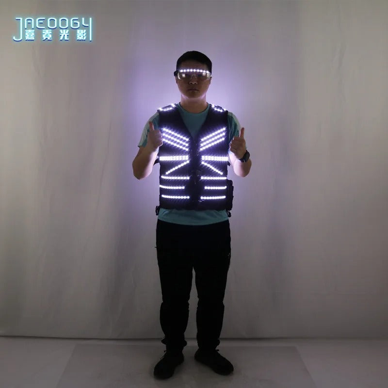 New Stage Luminous Vest LED Clothing Party Flash Glasses Night Show DJKTV Performance Fluorescent Clothing Props