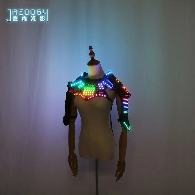 Glow LED clothing armor Cyberpunk cape vest Halloween COSPLAY dance performance