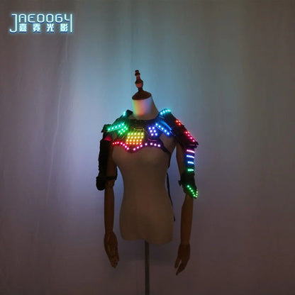 Glow LED clothing armor Cyberpunk cape vest Halloween COSPLAY dance performance