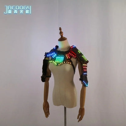 Glow LED clothing armor Cyberpunk cape vest Halloween COSPLAY dance performance