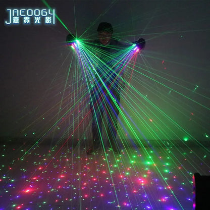 New Stage DJ Party Dancing 2 in 1 Multi-line RGB Laser Gloves With2 Green 1 Red 1 Blue For LED Luminous Costumes Show