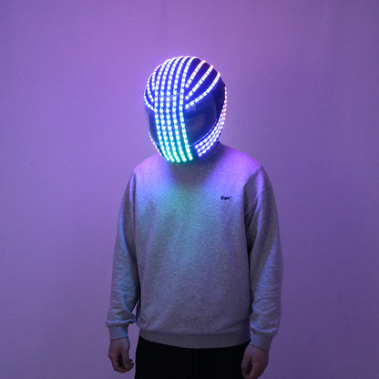 Colorful LED luminous helmet, cyberpunk cycling helmet, nightclub DJ performance costume, prop, party mask