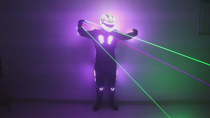 LED robot male role-playing clothing, RGB illuminated jacket, role-playing dancer, laser gloves, male illuminated clothing